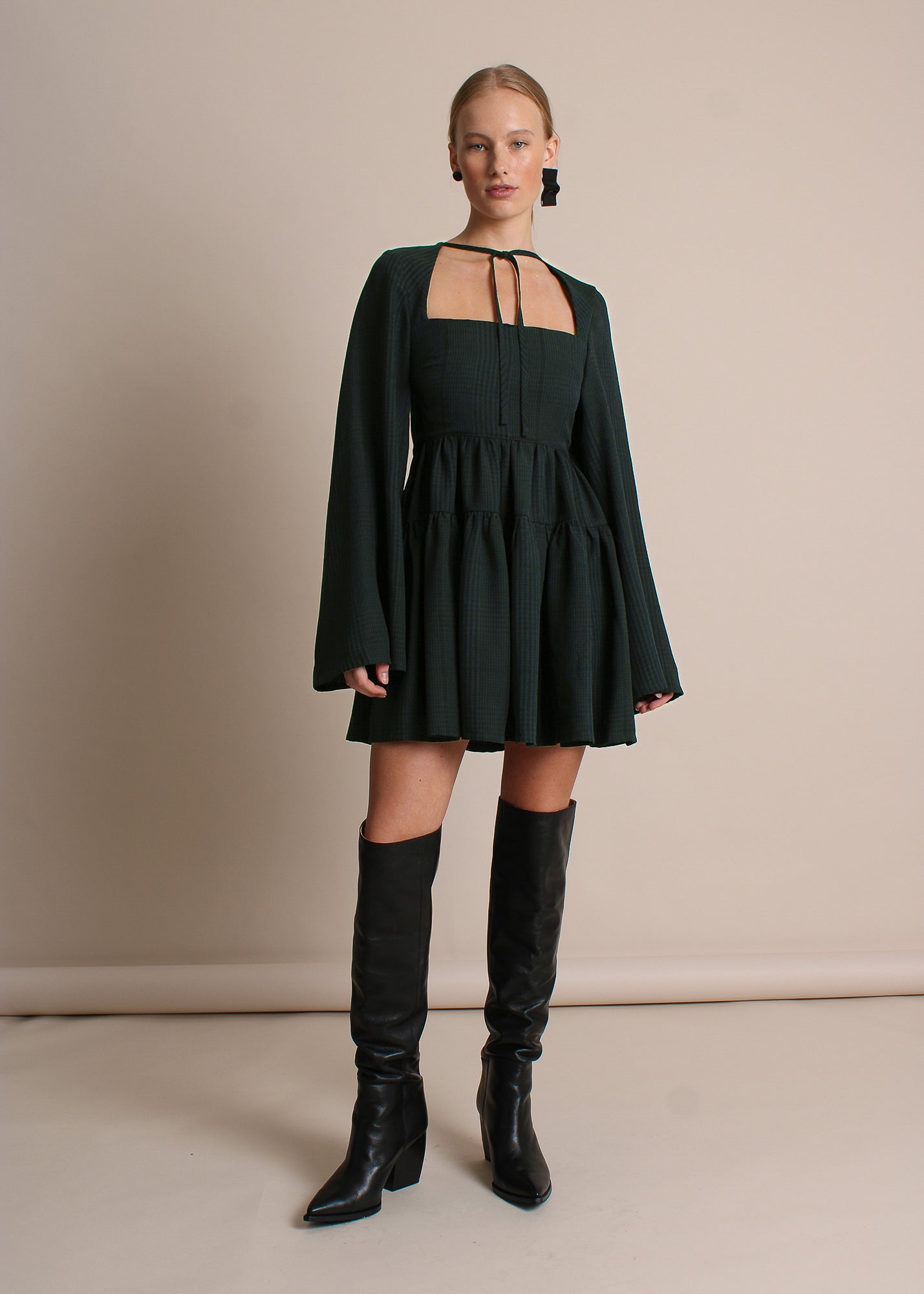 THE ADÈLE DRESS - green plaid