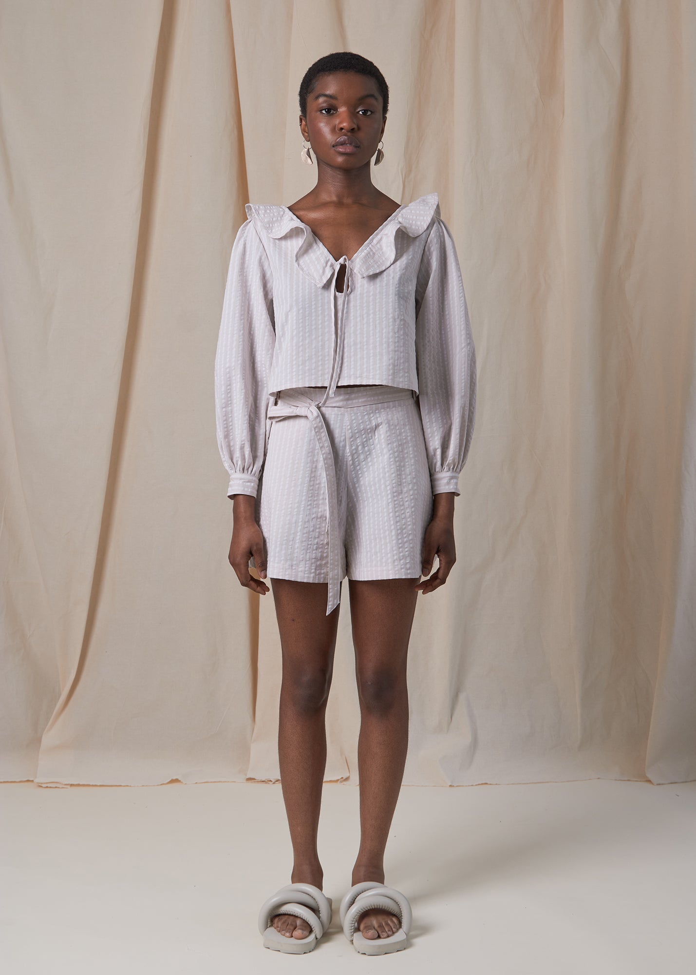 THE MARIE BLOUSE - seersucker stripe | Size S