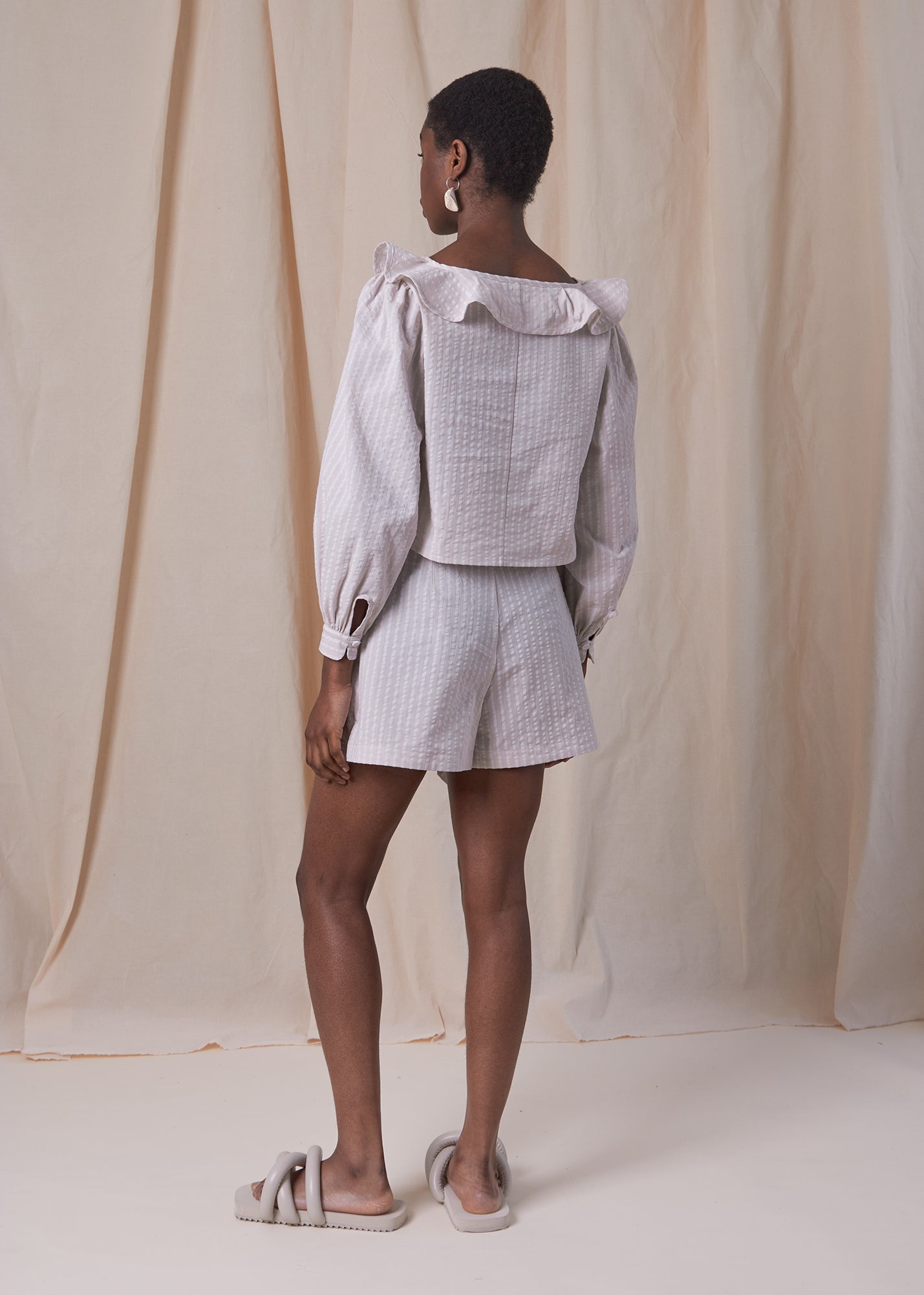 THE MARIE BLOUSE - seersucker stripe | Size S