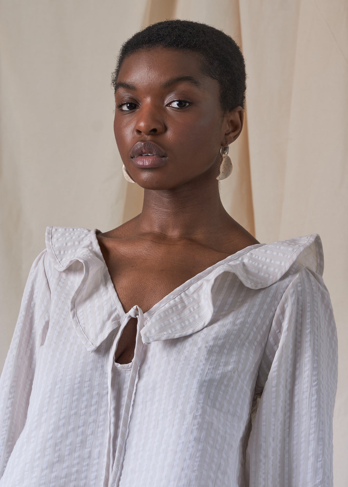 THE MARIE BLOUSE - seersucker stripe | Size S