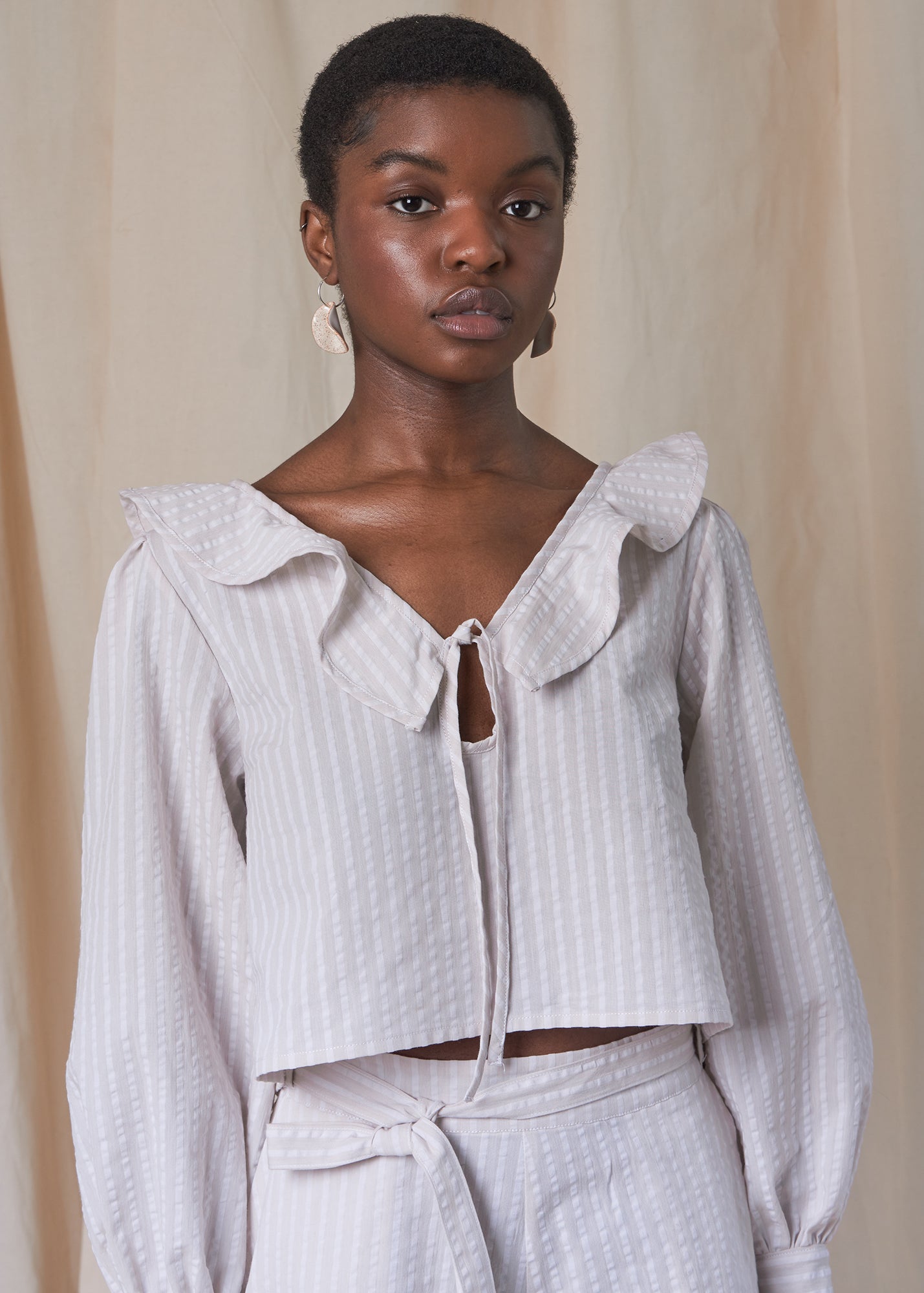 THE MARIE BLOUSE - seersucker stripe | Size S