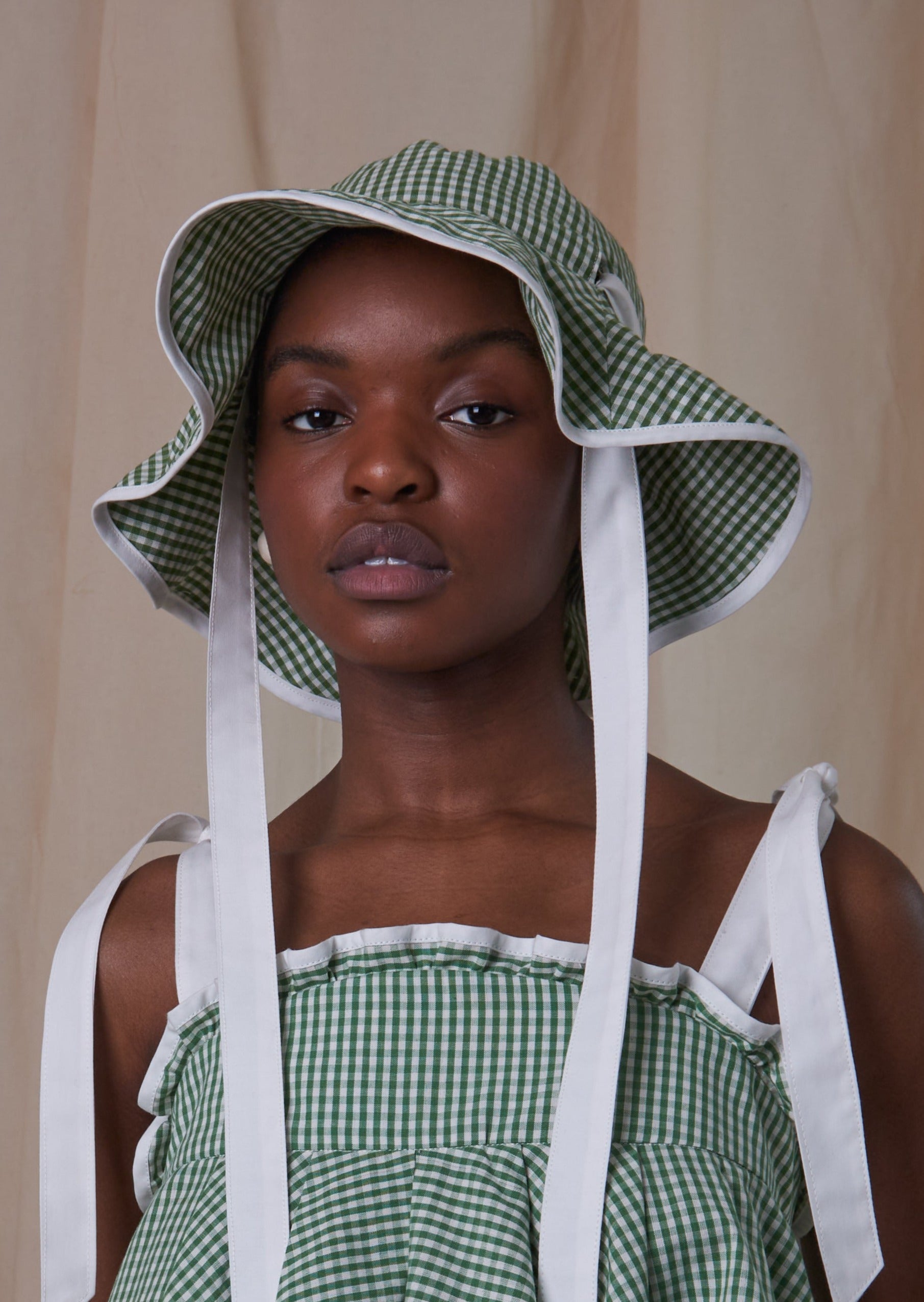 THE ELISE HAT green gingham - size S/M