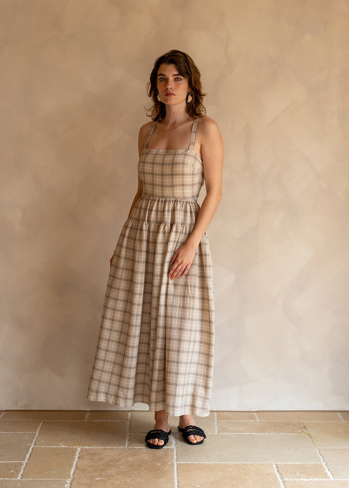 THE CLÉMENCE DRESS in oat check