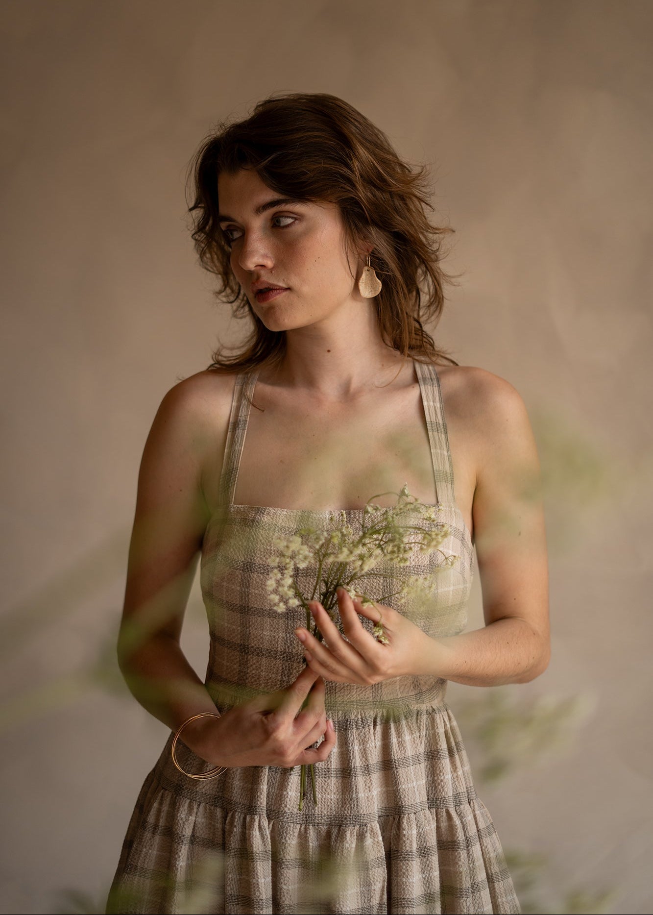 THE CLÉMENCE DRESS in oat check