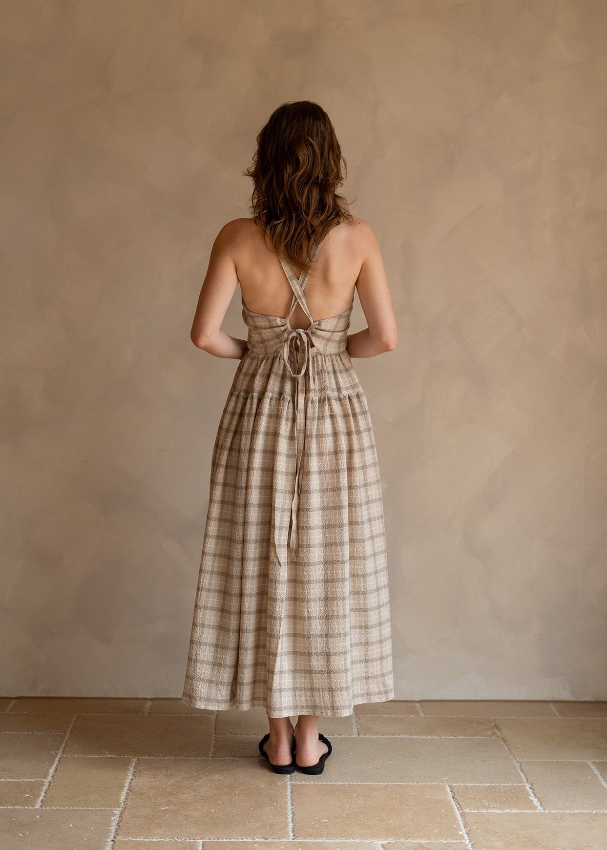 THE CLÉMENCE DRESS in oat check