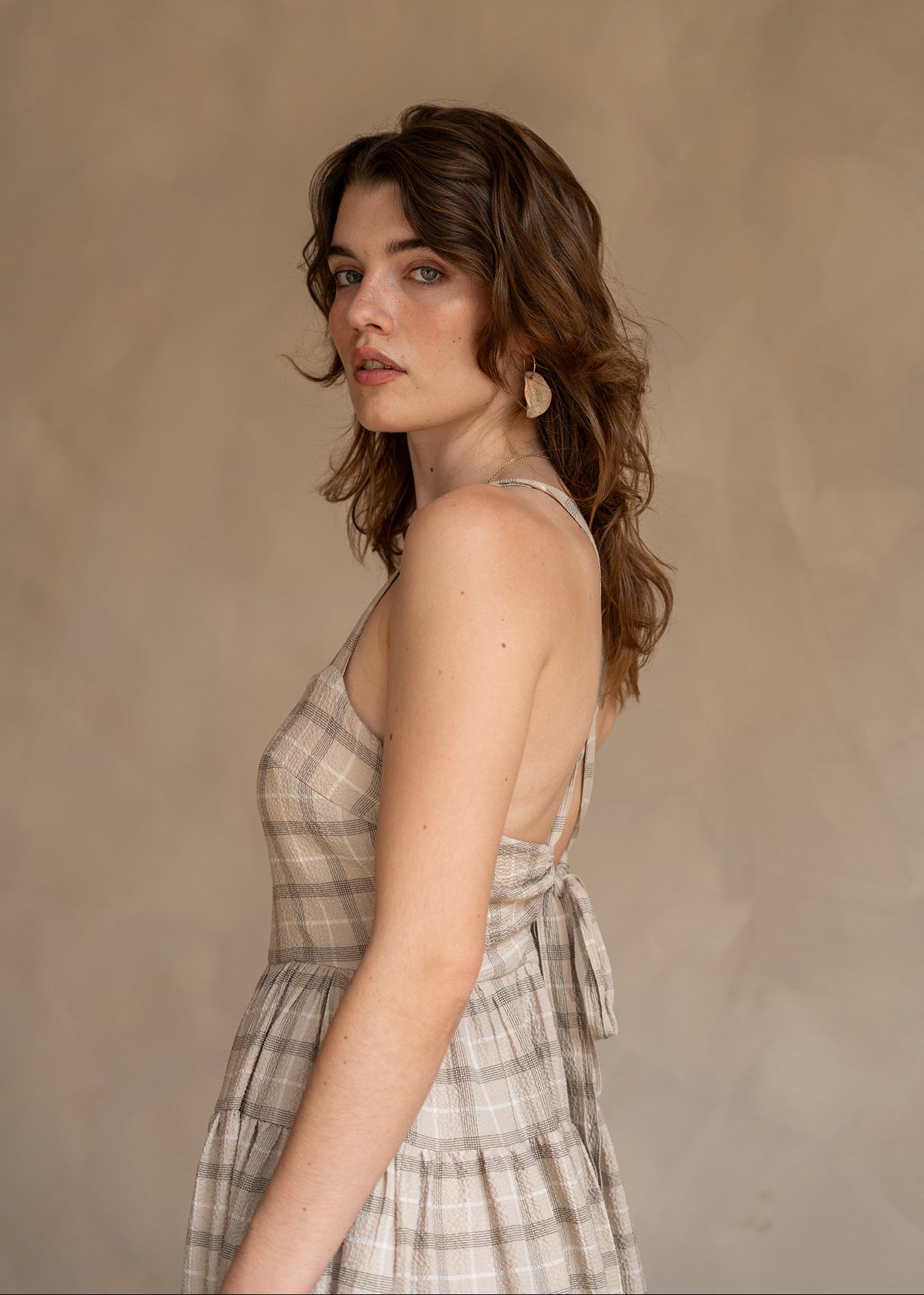 THE CLÉMENCE DRESS in oat check