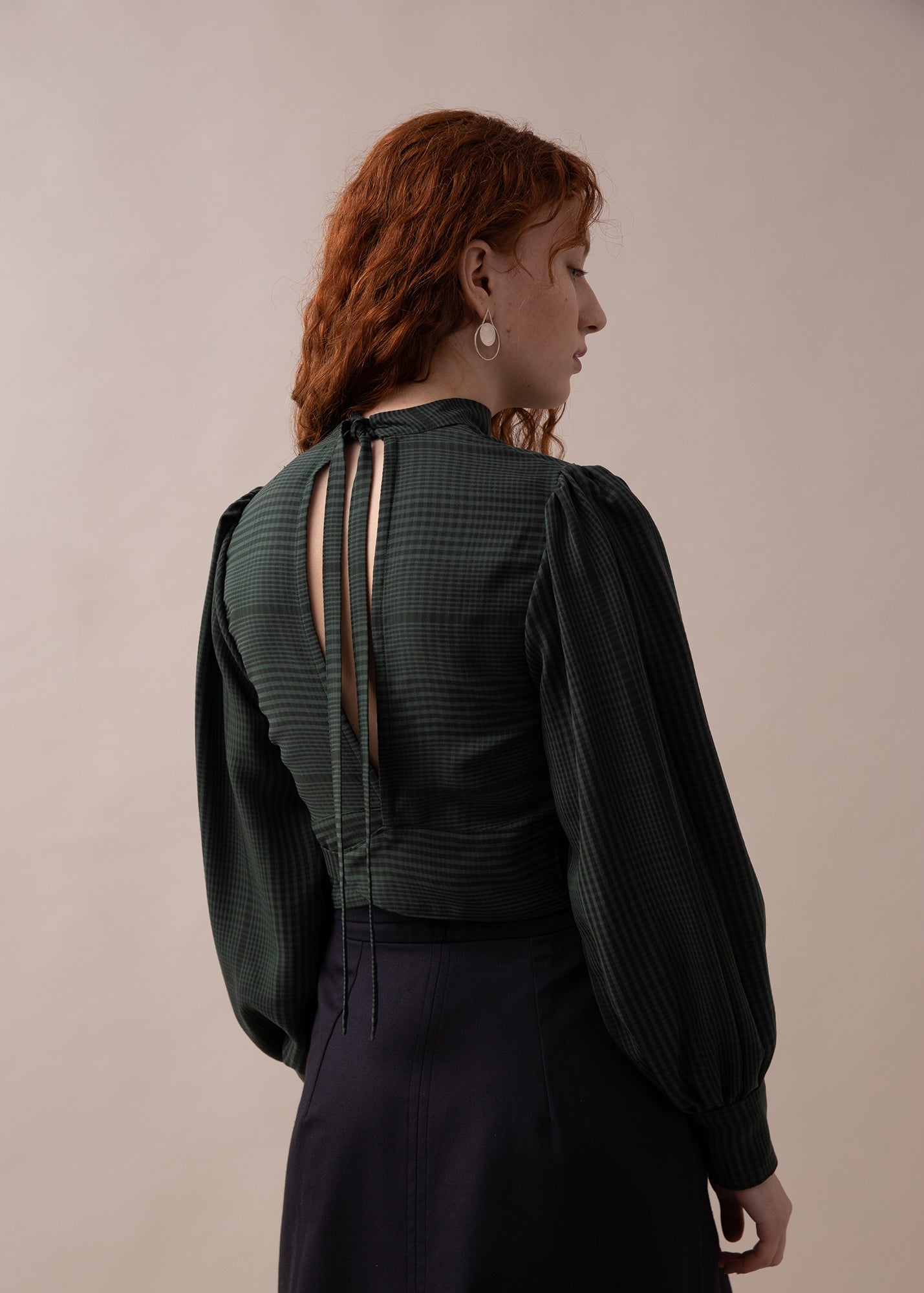 THE MAE BLOUSE - green plaid | Size M